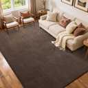 FinRec 5x7 Washable Area Rugs for Bedroom Living Room, Low Pile Thin Rug Solid Color, Non-Slip Carpet Indoor for Home Decor (Pure Brown)