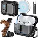 Inesore Compatible with AirPods Pro 2nd/1st Generation Case Cover with Phone Stand & Cleaning Kit,Compatible with Magsafe,Magnetic Automatic Lock for iPod Pro Charging Case(USB-C/Lightning Cable)