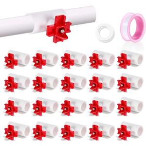 20 Pack Horizontal Chicken Water Nipples with 1/2'' PVC Tee Fittings Automatic Chicken Water Feeder Easy Install Chickens Nipples Waterer Horizontal Side Mount Poultry Nipple Waterer