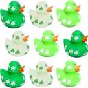 4E's Novelty 24 Pack St Patricks Day Rubber Ducks - 2 inch Shmrock Rubber Duckies Bulk - Saint Pattys Day Irish Gifts for Adults Kids Party Favors Accessories, Jeep Ducking