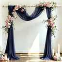 DeZerlor Wedding Arch Draping Fabric 29" x 20 FT Drapes for Backdrop Sheer Curtains for Romantic Bridal Baby Shower Decorations Ceremony Birthday Party Outdoor Events, Navy Blue (2 Panels)