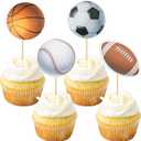 Gyufise 36 Pack Sports Cupcake Toppers Baseball Rugby Cupcake Picks Basketball Toothpicks Soccer Ball Football Cake Decor for Boy Happy Birthday For Sports Ball Game Theme Party Supplies Decoration