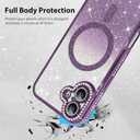 MZELQ Compatible with iPhone 16 Case Plating Magnetic [Support for Magsafe] Bling Glitter Sparkly Back Diamond Camera Lens Cover Crystal Matte Luxury Case for Girls Women -Purple