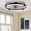Ensenior 24 Inch Flush Mount Ceiling Fans with Lights, APP Control, Black