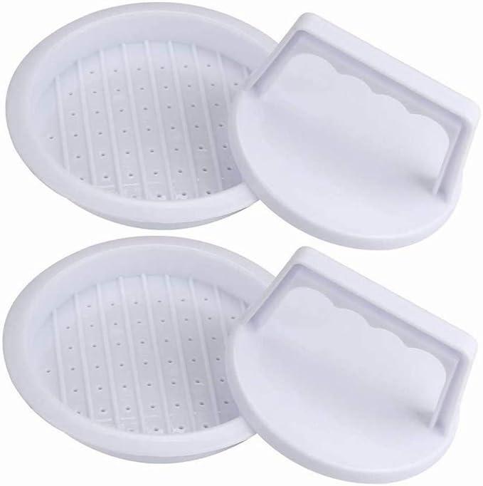  2 Piece Hamburger Press, Plastic Burger Press, Hamburger Maker Meat Press Set Clear