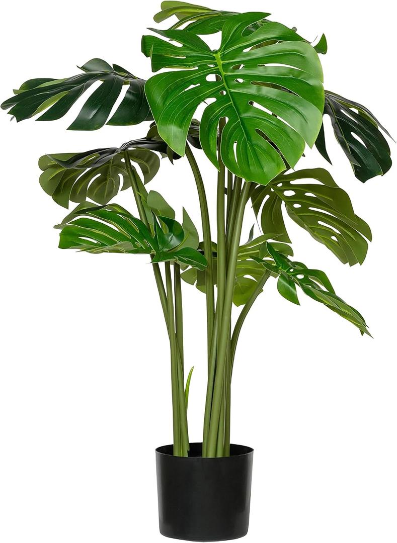 AMZ-F1009-120-91 Large Monstera Indoor Outdoor w/Pot, 47.24 Inch Tall, Green Artificial Plant