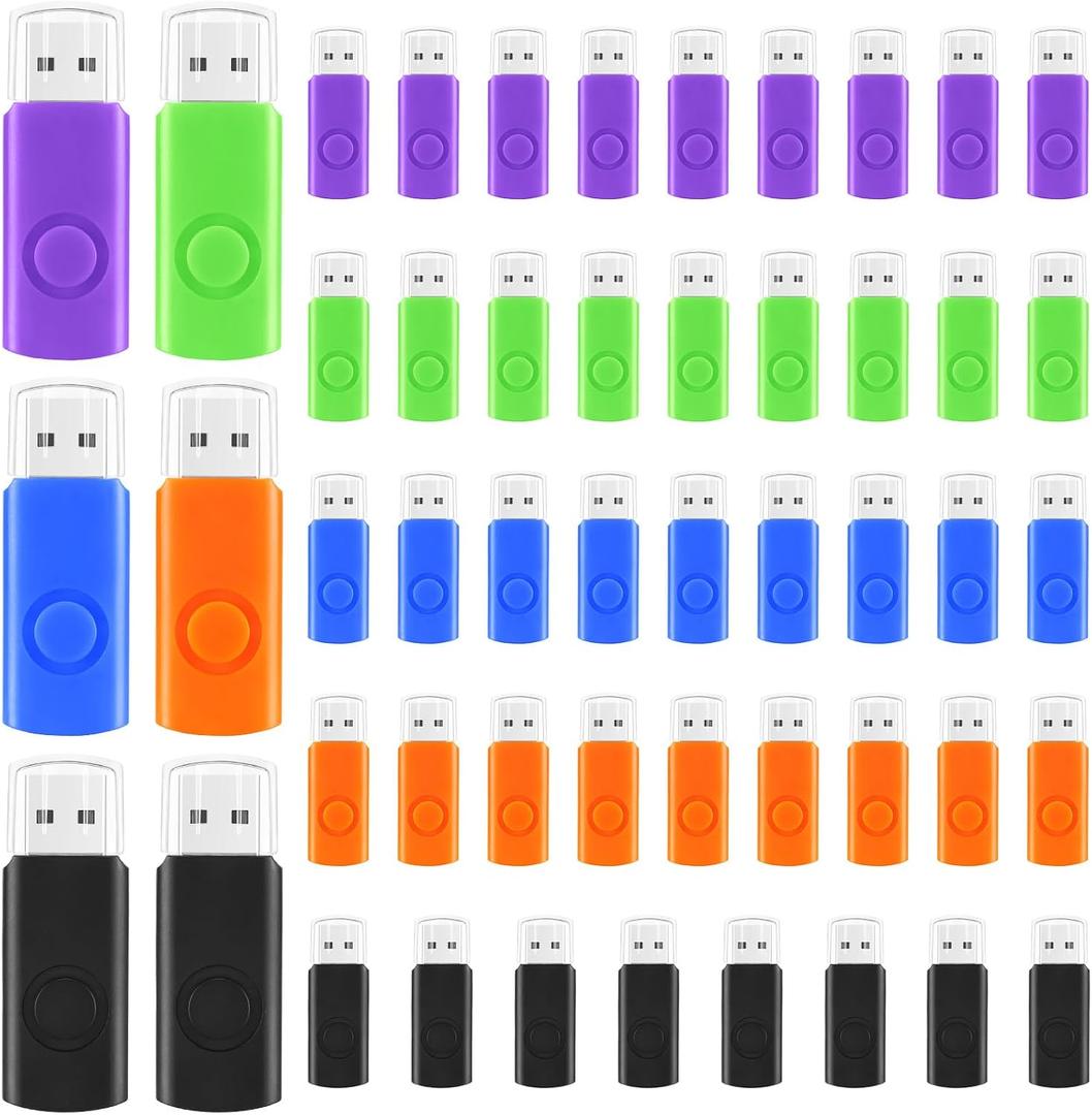 Kanayu 50 Pcs Flash Drive Bulk 2GB USB 2.0 Thumb Drives Small Jump Zip Drive Portable Fast Memory USB Stick for Laptop Tablet PC TV Car Audio for External Data Storage and Backup, 5 Colors