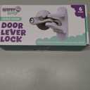 Door Lever Lock (6 Pack) Prevents Toddlers from Opening Doors. 3.25" L * 1.5" W * 4.5" H Easy One Hand Operation for Adults. Durable ABS with 3M Adhesive Backing. Simple Install, No Tools Needed.