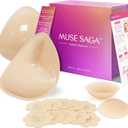Muse Saga Push Up Sticky Bra Inserts Hypoallergenic Reusable Sticky Bra Pads & Breast Enhancers for Women, Sweat Resistant, Small