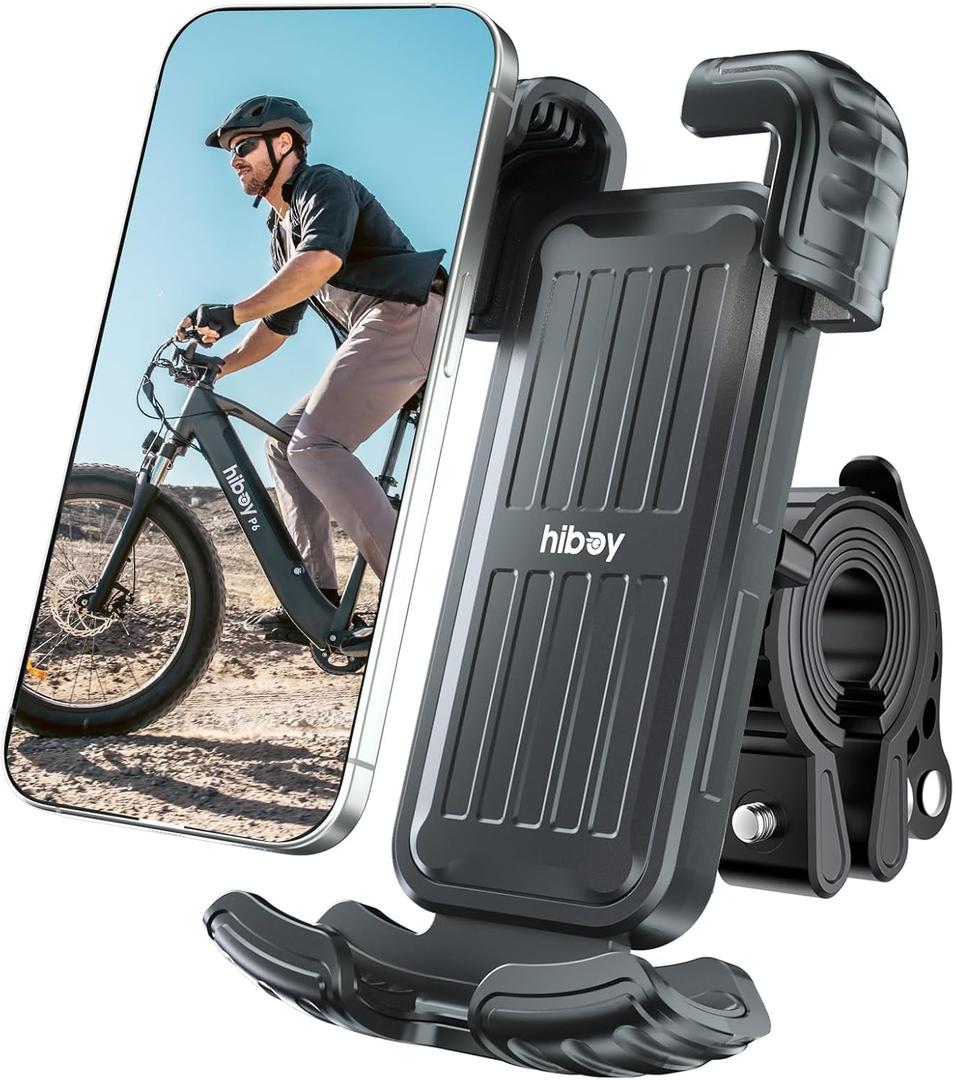 Hiboy Bike Phone Holder, 360 Rotatable Universal Motorcycle Phone Mount, Wrap Anti Shake Bicycle Scooter Handlebar Phone Clip for 5.1-6.8" Cellphone