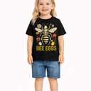 2 x Girls Easter Shirts Kids Cotton Graphic Tees Casual T-Shirts 3-7 Years (Black)
