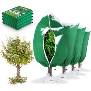 5Pcs Plant Frost Protection Covers 23.6x31.5 Inches  Reusable Breathable Freeze Blankets with Drawstring, Waterproof Non-Woven Fabric Frost Cloth for Winter Plant, Shrub, Tree, and Garden Protection
