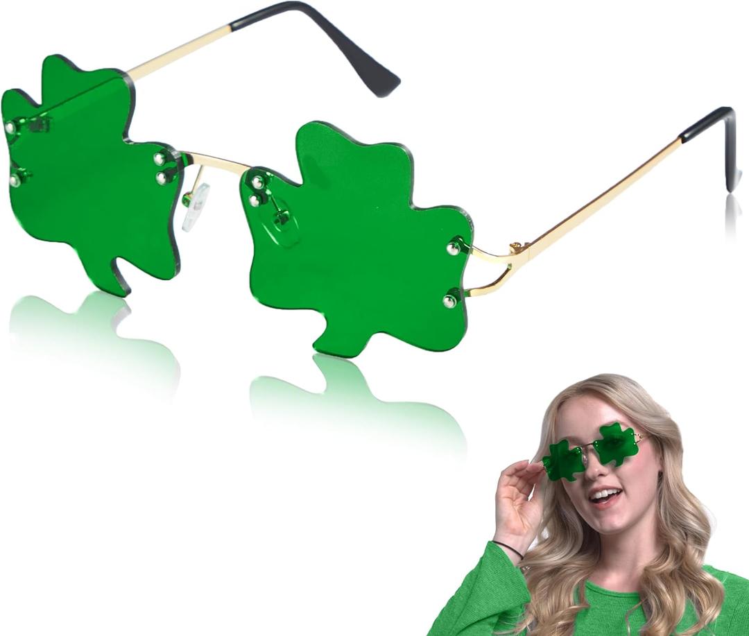JOYIN St. Patrick's Day Shamrock Glasses Metal Frame, St Patrick's Dress Up Accessories, Irish Day Costume Party Favor Supply (1)