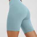 ODODOS High Waist Workout Shorts for Women Tummy Control Workout Gym Athletic Biker Shorts-6" Inseam, Chambray, Medium (M)