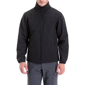 TRAILSIDE SUPPLY CO. Men's Softshell Jacket Fleece lined Windbreaker,Lightweight Water Resistant Winter Coat,Black, 3XL