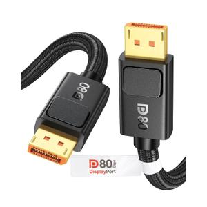 Silkland 80Gbps DisplayPort Cable 2.1 6.6FT, [VESA Certified, Secure Latch], [16K@60Hz, 8K@240Hz, 4K@480Hz 240Hz] Display Port Cord, DP80 HDR DSC1.2a for FreeSync G-Sync Gaming Monitor 5090 7900XTX