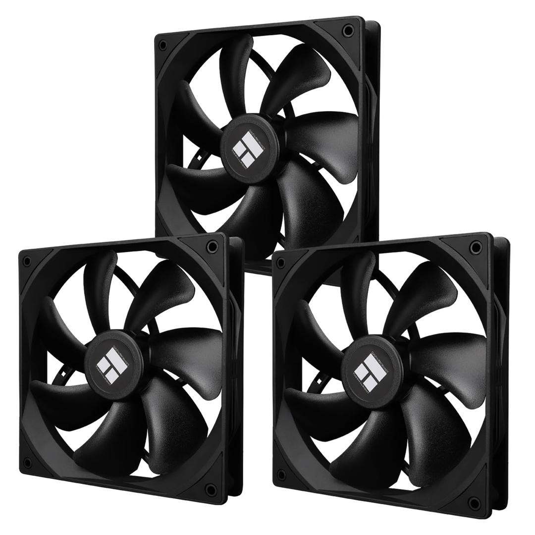 Thermalright TL-C14C X3 CPU Fan, S-FDB Bearing Case Fan with 4-PWM Control, Low Noise PC Fan, 140mm Computer Chassis, CPU Cooler Black(3-Pack)