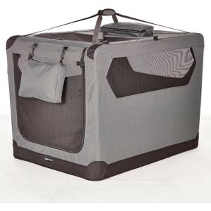 Amazon Basics Portable Foldable Soft Pet Dog Crate Carrier Kennel with Mesh Windows, Ventilation, Pockets for Large Dogs, 42 x 31 x 31 inches, Grey