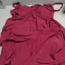 Women's Plus Size Tankini Swimsuits Two Piece Solid Color Push-up Padded Tummy Control Swimwear Set, Wine Red 2X