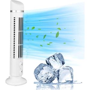Ejoyous Bladeless Tower Fan, 90 Degree Oscillating Quiet Fans Portable USB Desk Standing Fan with Light for Indoors Home Bedroom Office (White)