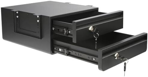 14.17" D Double Under Desk Drawer,Under Desk Pull out Storage Organizer with Lock and Keys,Adjustable Height, Metal Storage Drawer with Slide Extension Mounted Under Flat Wooden Table or Workbench