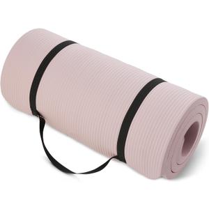 Amazon Basics Extra Thick Exercise Yoga Mat with Carrying Strap, 74"L x 24"W x 1"Th