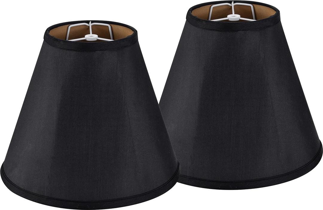 GO&SO Black Bell Lamp Shades Set of 2 Meduim Lamp Shade 6" Top x 13" Bottom x 9.8" High(Spider Fitter) Modern lampshade for Table and Bedside Lamp - Replacement Lampshade Linen Assembly Required