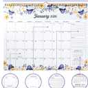 3 x 2026 Wall Calendar Flowers, Calendar 2026-2027, 18 Month, January 2026 to June 2027, Spiral Bound Hanging Calendars, 14.5" x 11.5" Large Print, Floral