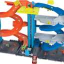Hot Wheels City Track Set with 1 Car, 2-in-1 Race Tower That Transforms from Single to Dual-Mode Racing, Includes Kid-Powered Elevator