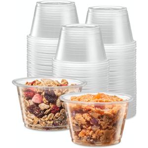 {4 oz,200 Cups} Clear Diposable Plastic Portion Cups No Lids, Small Mini Containers For Portion Controll, Jello Shots, Meal Prep, Sauce Cups, Slime, Crafts, Disposable Souffle Cups & Much more