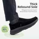 OrthoComfoot Men's Orthopedic Leather Dress Walking Shoes: Casual Arch Support Slip-On Loafers for Plantar Fasciitis, Comfortable Orthotic Shoes for Foot and Heel Pain Relief (Black)