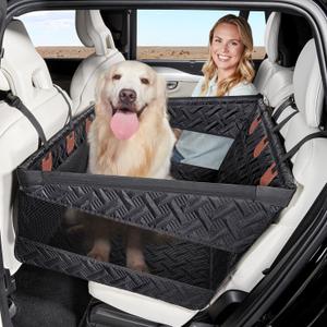 YJGF Large Dog Car Seat Large Size Dog,Pet Car Seat Cover for Back Seat Extende,Pet Booster (black)