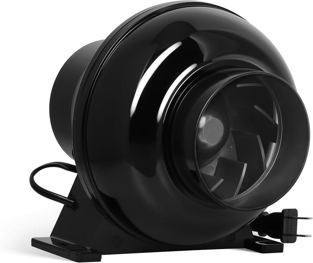 HealSmart 4 Inch Exhaust Inline Duct 195 CFM Quiet Vent Booster Blower for Indoor Grow Tent Hydroponics Ventilation, Fan New, Black