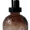 Vintage Glass Soap Dispenser for Bathroom and Kitchen - Farmhouse Antique Style, Cute Small Liquid Hand Soap Pump, Rustic Decorative (Brown)