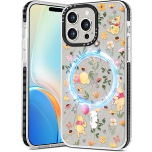 Toycamp for iPhone 16 Pro Max Case - Compatible with MagSafe Women Girls Cute Phone Cover Magnetic with Shockproof Protective Girly Aesthetic Designer Case for iPhone 16 Pro Max 6.9", Cartoon Floral