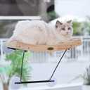 Pecute Cat Window Perch Sisal Scratcher 2 in 1, Cat Hammock for Window Seat with Solid Wood Frame, Iron Bracket, and Heavy Duty Suction Cups, Cat Perch Holds Cats Up to 30lbs