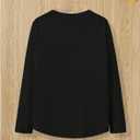 Verdusa Women's Letter Print Long Sleeve T Shirts Crew Neck Drop Shoulder Casual Tee Tops (Black, L)