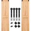 SMARTSTANDARD 6FT Heavy Duty Double Door Sliding Barn Door Hardware Kit,Smoothly and Quietly-Easy to Install-Includes Step-by-Step Installation Instruction Fit 18" Wide Door Panel