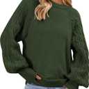 PRETTYGARDEN Womens Sweaters Spring Fashion 2026 Crew Neck Cable Knit Casual Loose Chunky Tunic Sweater Winter Clothing (L)