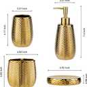 Bathroom Accessories Set 4 Pcs, Gold Ceramic Bathroom Accessories Complete with Soap Dispenser, Toothbrush Holder, Bathroom Tumbler, and Soap Dish - Modern Bathroom Decor