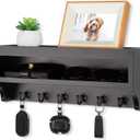 Nekon Key Holder Wall Mount, 12.8" W x 5.6" H x 3.7" D Wall Mounted Key and Mail Organizer with 6 Key Hooks, Key Racks for Home Entryway Decor (Black)