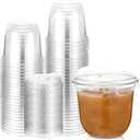 Baderke 50 Pcs Clear Plastic Cups with Strawless Sip Lids Disposable Round Bottom Togo Cups for Coffee Smoothie Cold Beverage Coffee Shops and Party Catering (10 oz)
