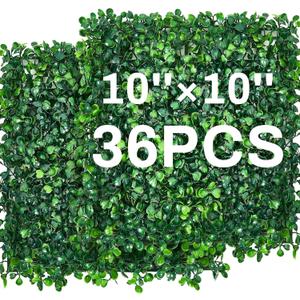 Crowye 36 Pcs 10 x 10 Inch Grass Wall Panel, Artificial Boxwood Wall Panels