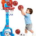 LPFG Toddler Basketball Hoop Indoor, Adjustable Kids Basketball Hoop and Soccer Goal for Ages 1-3 3-5, Portable Mini Basketball Hoop Set with 4 Balls for Boys Girls Child Indoor Outdoor Poolside
