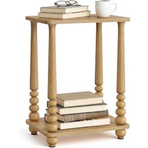 VASAGLE Mariel Collection - Side Table, Accent Nightstand for Small Spaces, Rectangular End Table with Shelf, Solid Wood Legs, Mid-Century Modern, Living Room Bedroom, Natural Brown ULET294HC01S