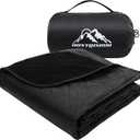 Outdoor Waterproof Camping Blanket, Foldable Fleece Stadium Blanket for Outdoor Sports Event, Camping, Picnics (Black)
