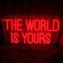 The World is Yours Neon Sign Dimmable The World is Yours LED Sign Wall Decor Gift Suitable for Bedroom Game Room Man Den Cinema Party 14 * 6.8 Inch