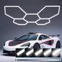 LED Hexagon Garage Light: Upgraded 10-100% Dimmable LED Garage Hexagon Lights, 25 Packs LED Light, 26400LM Super Bright Honeycomb Lights for Gym Basement Hair Salon (White)