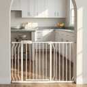 Extra Wide Baby Gate 48-53 Inch, Tension Mounted No Drilling, Pressure Mounted Indoor Safety Gate for Stairs & Doorways - Metal Design for Kids and Pets, White