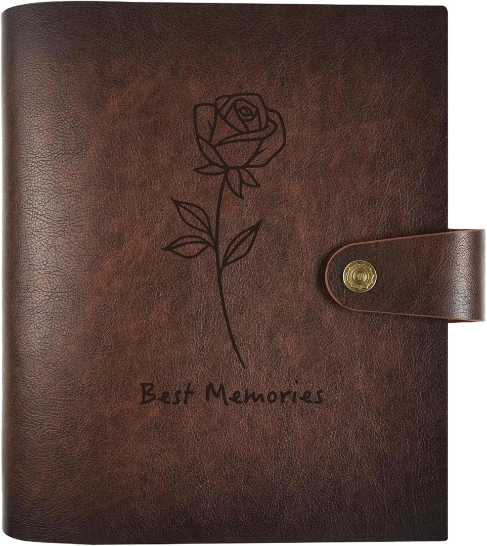 Photo Album 4x6 200 Pockets, Genuine Leather Photo Albums 200 Photos with Writing Space 30 Writing Paper, Family Wedding Travel Kids Graduation Ultrasound Baby Picture Album Scrapbook, Mother Gifts